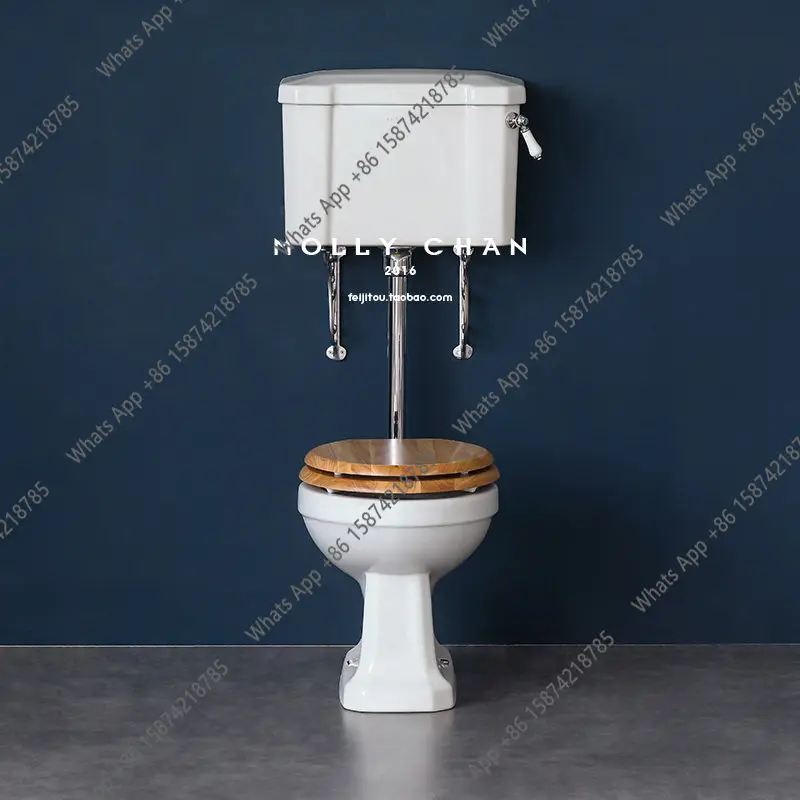 

Victorian European retro toilet ceramic low water tank floor row straight flush toilet