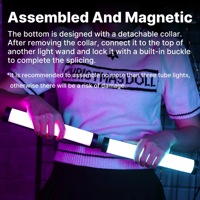 Ulanzi VL110 RGB Tube Light Stick Light Assembled Magnetic Fill Light for Photography Video Vlog Live Streaming Tiktok Youtube