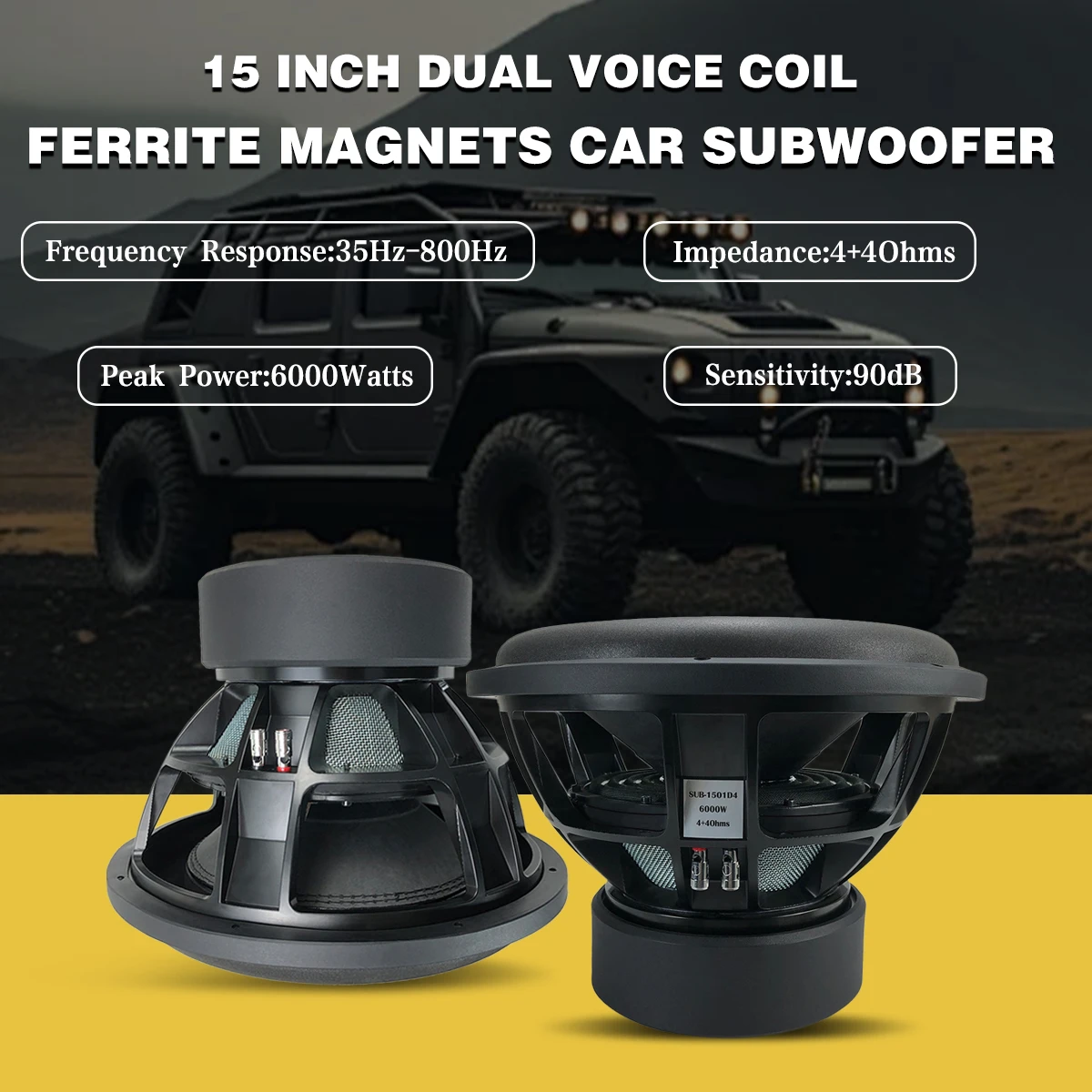 Hot Products 15 Inch Dual Voice Coil Car Audio Subwoofer High Power 3000W Triple Ferrite Magnets Bass Speakers Carbon Cone