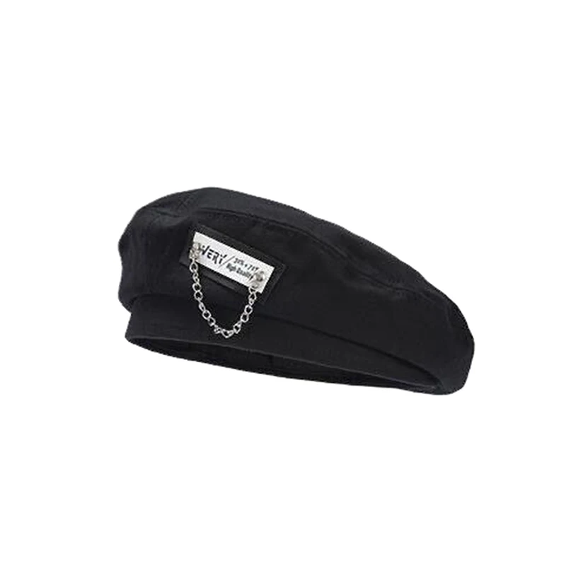 Baret katun wanita musim dingin topi Vintage Perancis kotak-kotak atas topi pelukis topi musim gugur musim dingin jalan Oktagonal topi baret