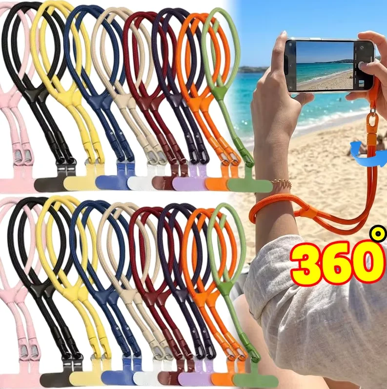 Braided Phone Lanyard Wristlet Heavy Duty Hand Strap Safety Tether with Detachable Gasket for Outdoor Camping Walking Travel