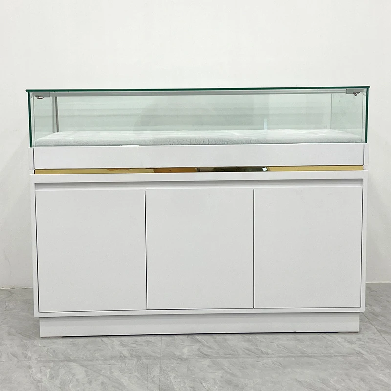 Custom.Gold Led Lighting Watches Jewelry Showcase High End Luxury Wood Jewelry Display Cabinet Store Jewelry Display case