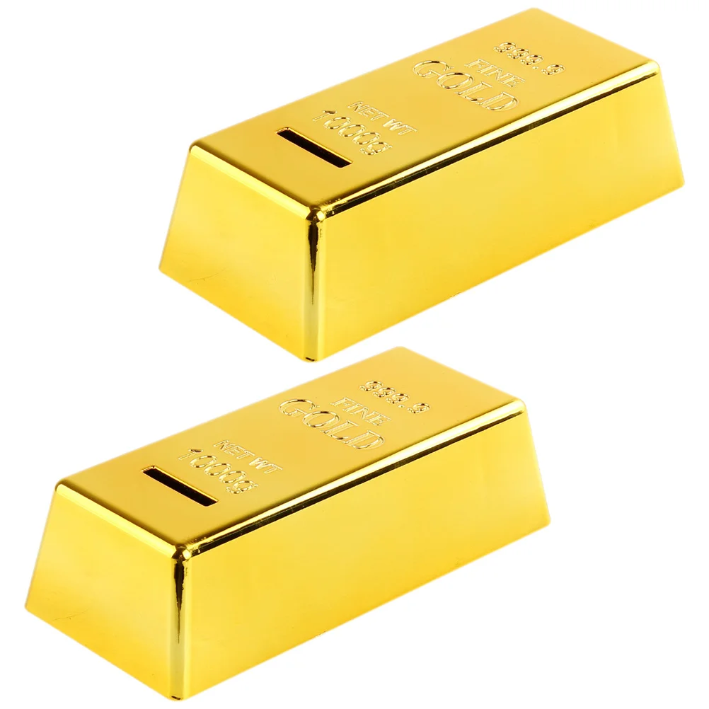 กระปุกออมสินรูปแท่งทอง 2 ชิ้น สำหรับเด็ก ตกแต่งบ้านและโต๊ะทำงาน