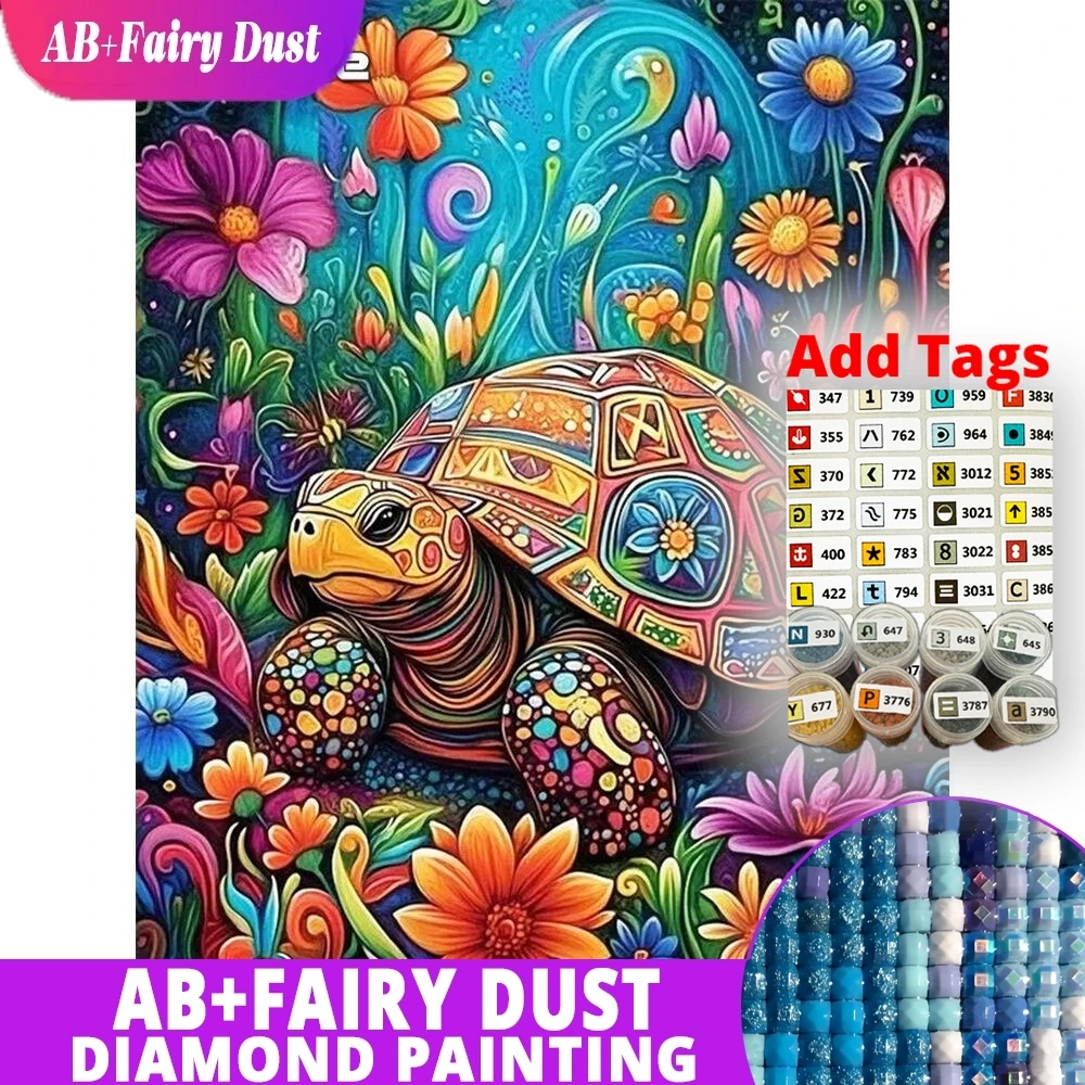 

Наклейки AB Fairy Dust DMC для алмазной вышивки: картина черепахи из страз, алмазная мозаика, новинка, цветочный узор