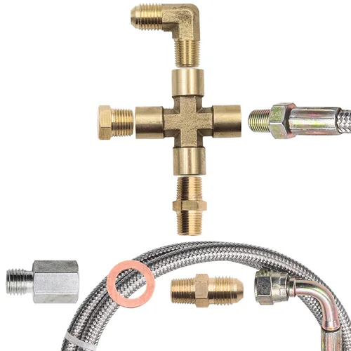 Imagen 2 del producto Nuevo Kit de línea de alimentación de aceite Turbo, Kit de línea de retorno de aceite Universal, Kit de línea de drenaje de aceite con 1/8 NPT, 90 °   Conector 4 AN a 1/8 NPT para