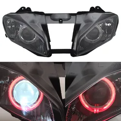 moto Red Angel Eyes Motorcycle Assembly Custom Headlight HID Projector Conversion LED Headlamp For Yamaha YZF R6 2006-2007