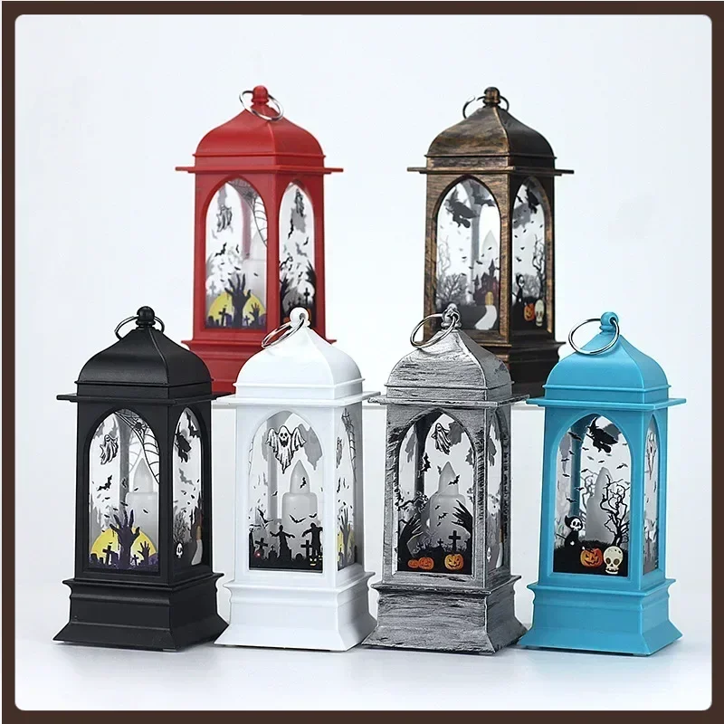 

Halloween decoration wind lantern glowing Christmas tree lights window scene layout decoration gift small table decoration