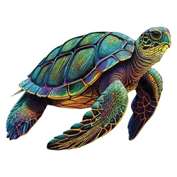 Sea Turtle Wooden Puzzle, Unique Shaped Pieces Wooden Jigsaw Puzzles for Adults, Ghristmas Gift Family Game Home Decor