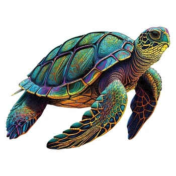 Wooden Puzzles, Sea Turtle Jigsaw Puzzles Unique Shaped Wooden Puzzle For Adults And Kids, Family Game