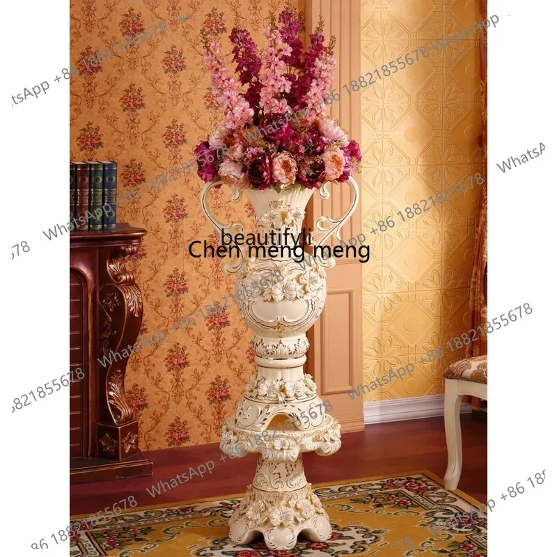 new ZqHotel-European-Style Ceramic Floor Vase, Entrance Flower Arrangement, Living Room Decorationss 26