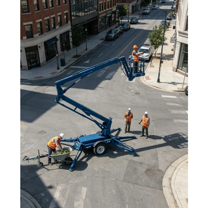 Heavy Duty Towable Articulated Boom Lift 18m 20m 230kg Hydraulic Spider Lift Trailer Mounted Aerial Work Platform360° Outriggers