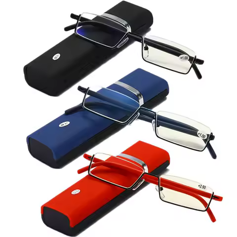 Flexible Half Frame Reading Glasses with Box Men Women Portable Anti-blue Eyeglasses Unisex Presbyopia Eyewear +1.0 To +4.0