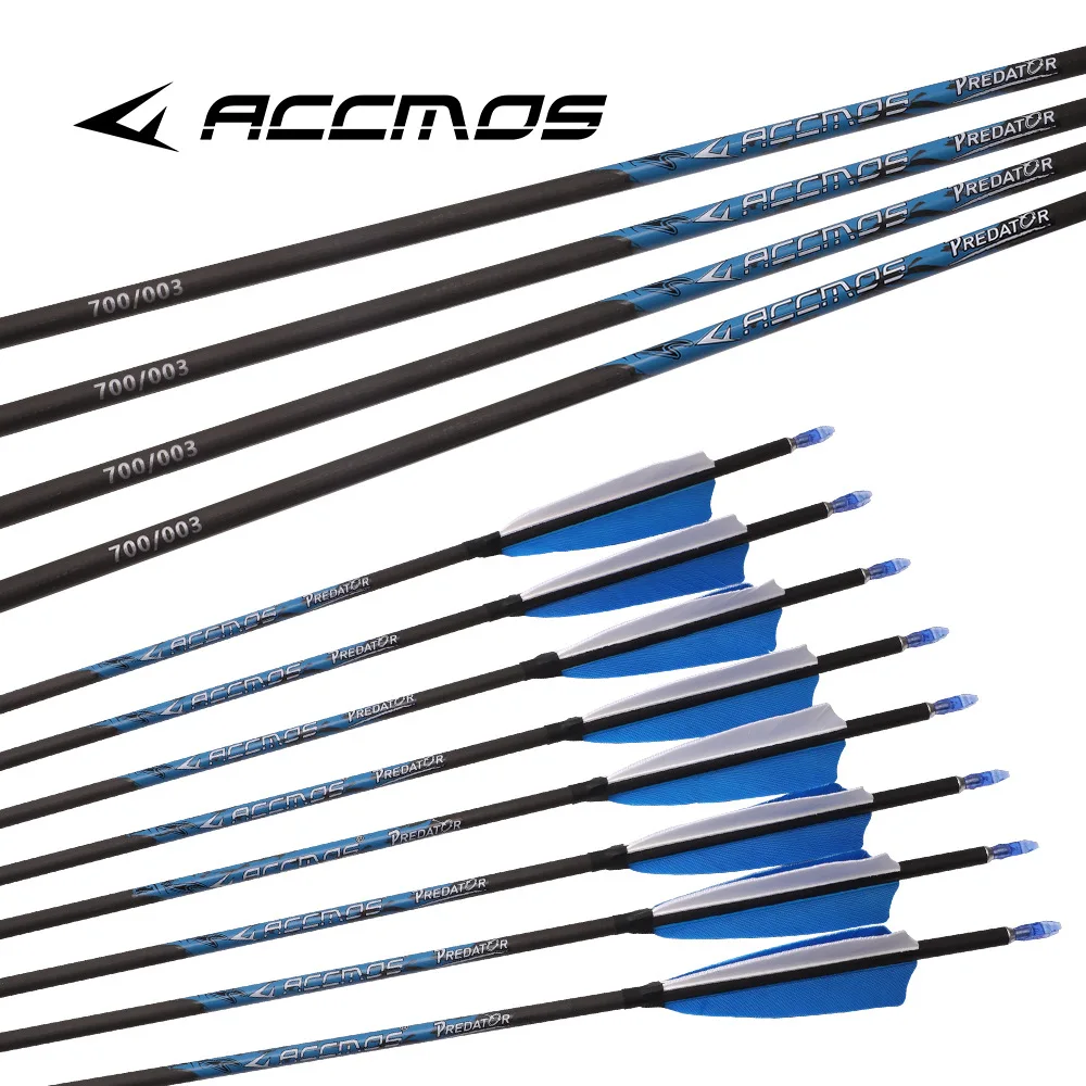 ACCMOS 6/12 Uds ID4.2/6,2mm flechas de carbono puro 32 pulgadas columna 300 350 400 500 600 700 800 900 1000 flecha para arco caza con arco