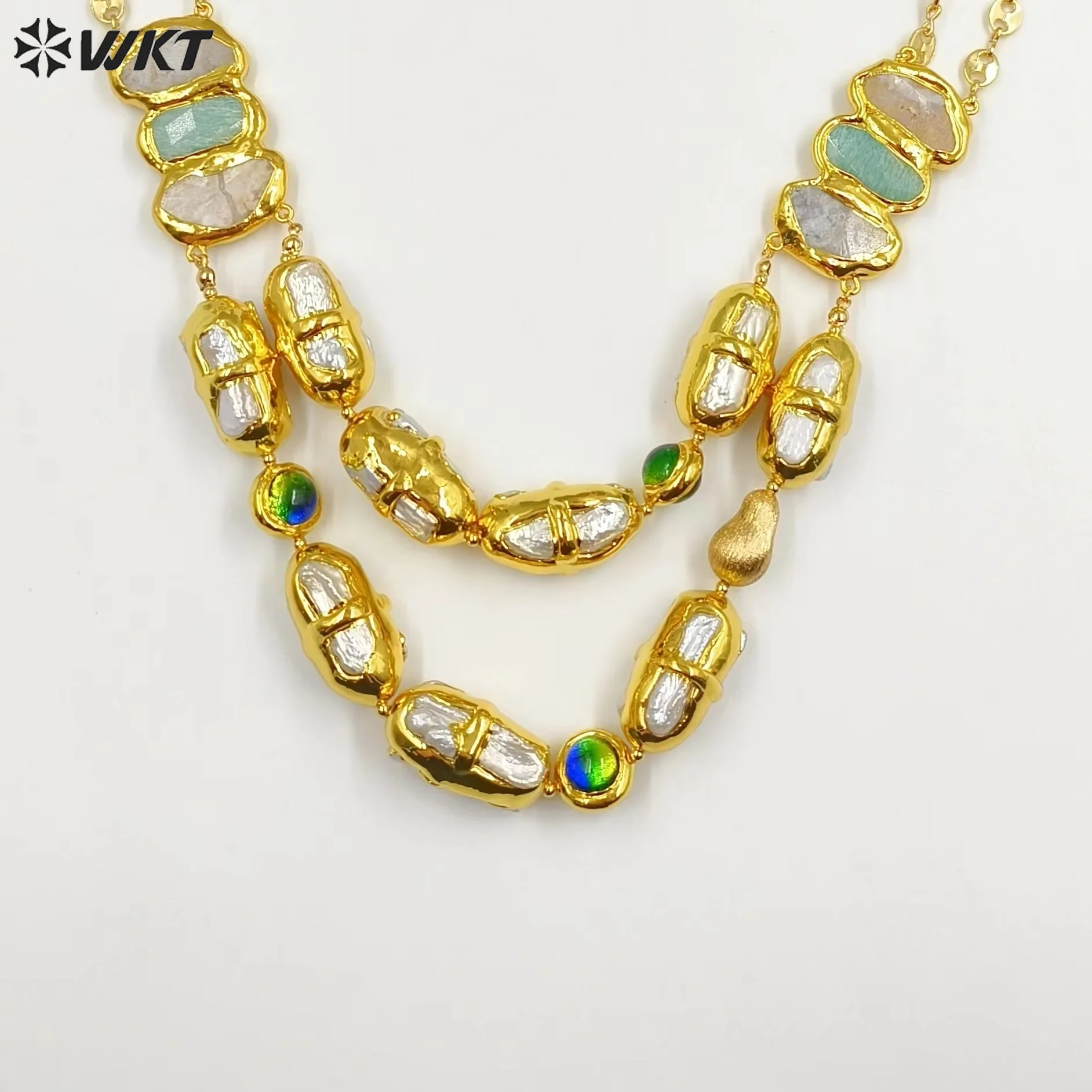 WT-JN252 2023 WKT Fashion Style Freshwater Pearl Gem Pendant Necklace Jewelry Women Accessory Gifts Supplies Party NEW