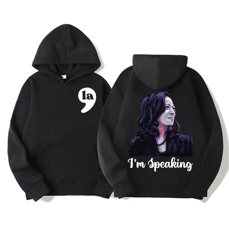 Im Speaking Kamala Harris Funny Meme Hoodie Men Women Harajuku Retro Style Hoodies Casual Fleece Oversized Sweatshirt Streetwear