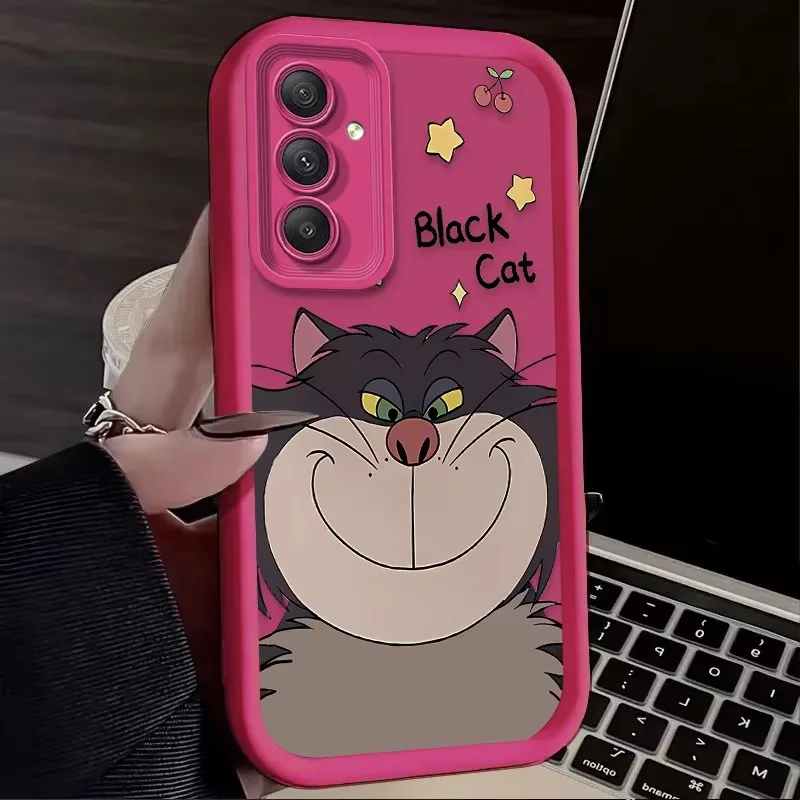 Phone Case for Samsung Galaxy A15 A55 A35 A25 A16 A06 A05 A05S A24 A13 A23 A12 A22 A32 A52 A71 A51 4G Disney Lucifer Cat Cover