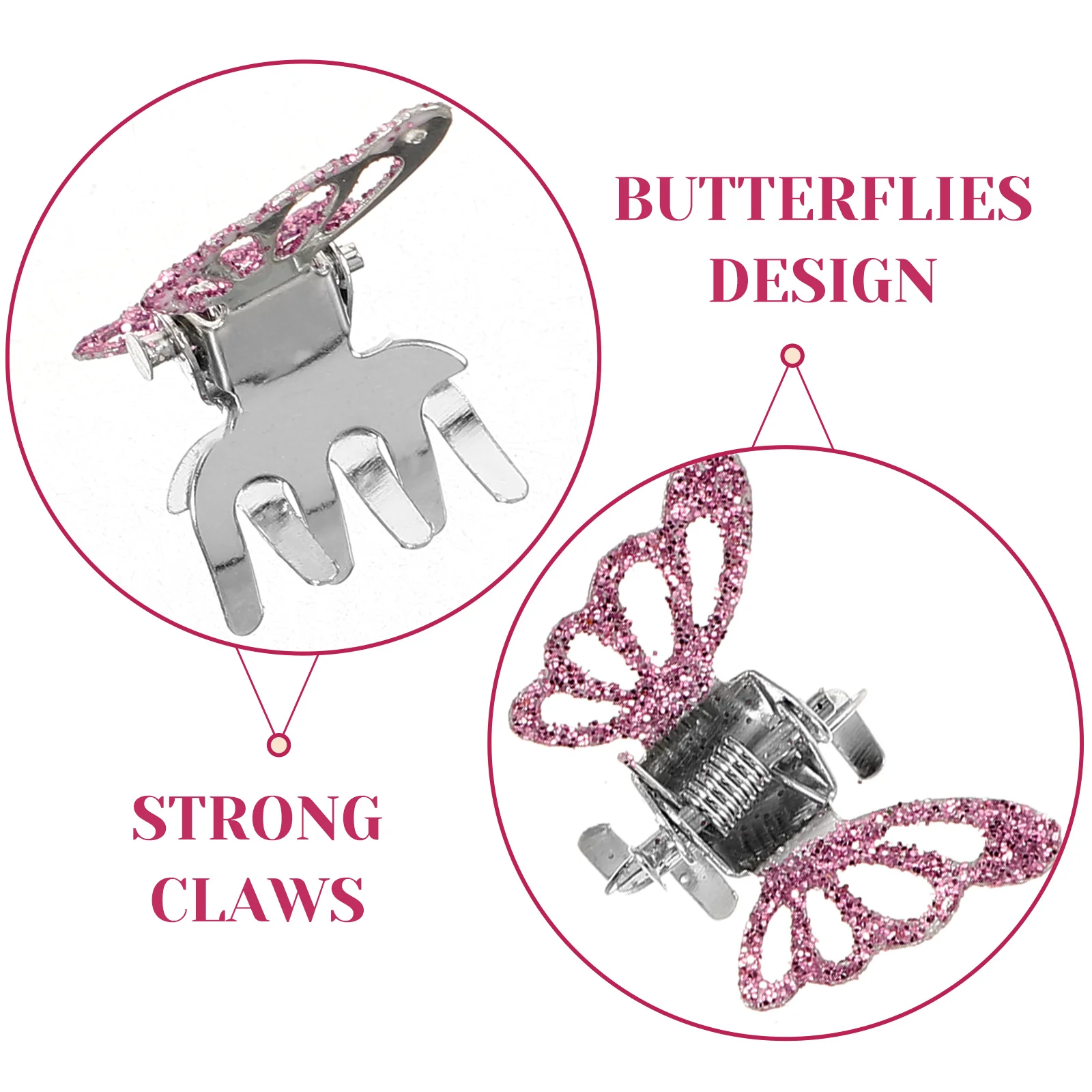 

24pcs Hair Butterflies Clips Kids Glittering Mini Claw Clips Baby Girls Decorative Hair Adorns Strong Hold Styling Accessory