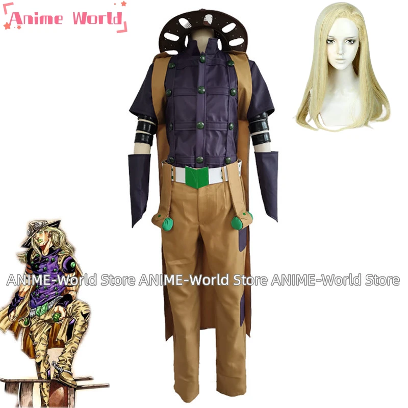 

《Custom Made》Steel Ball Run Gyro Zeppeli Suit Julius Caesar Zeppeli Cosplay Costume Halloween Uniforms Custom Made Wig