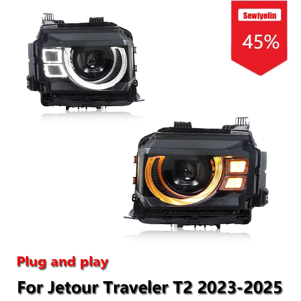 

Sewiyolin автомобильные светодиодные обновленные аксессуары для фар для Jetour Traveler T2 2023-2025 DRL тормозной указатель поворота Plug and Play