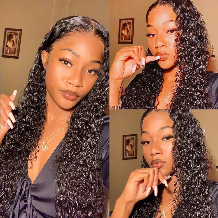 13x6 Deep Wave Lace Frontal Wig Brazilian Human Hair 28 36 Inch 200% Density HD Lace Front Wigs Pre Plucked Natural Hairline For Women