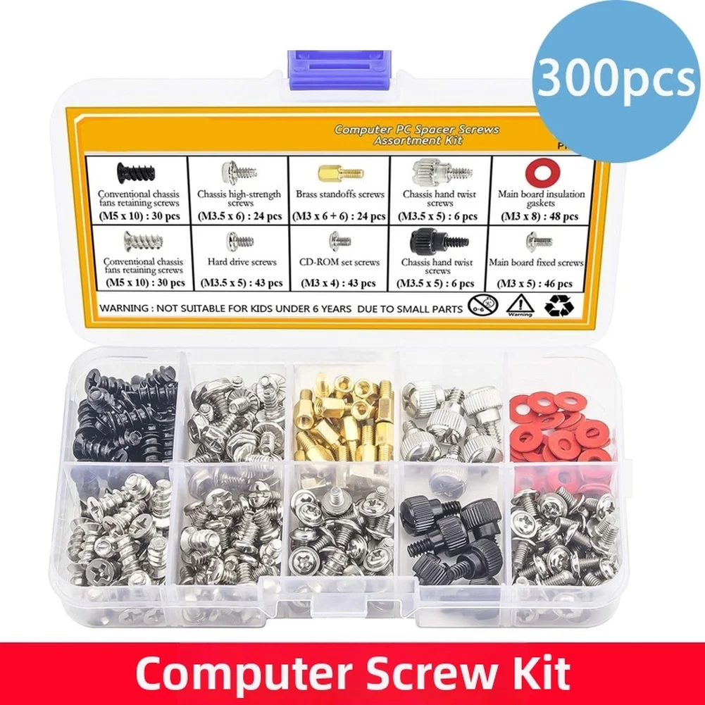 228/300/360PCS Computer Case Screw Kit For PC Tower Hard Drive Motherboard Fan Mounting Computer Repair Components Screws Kit