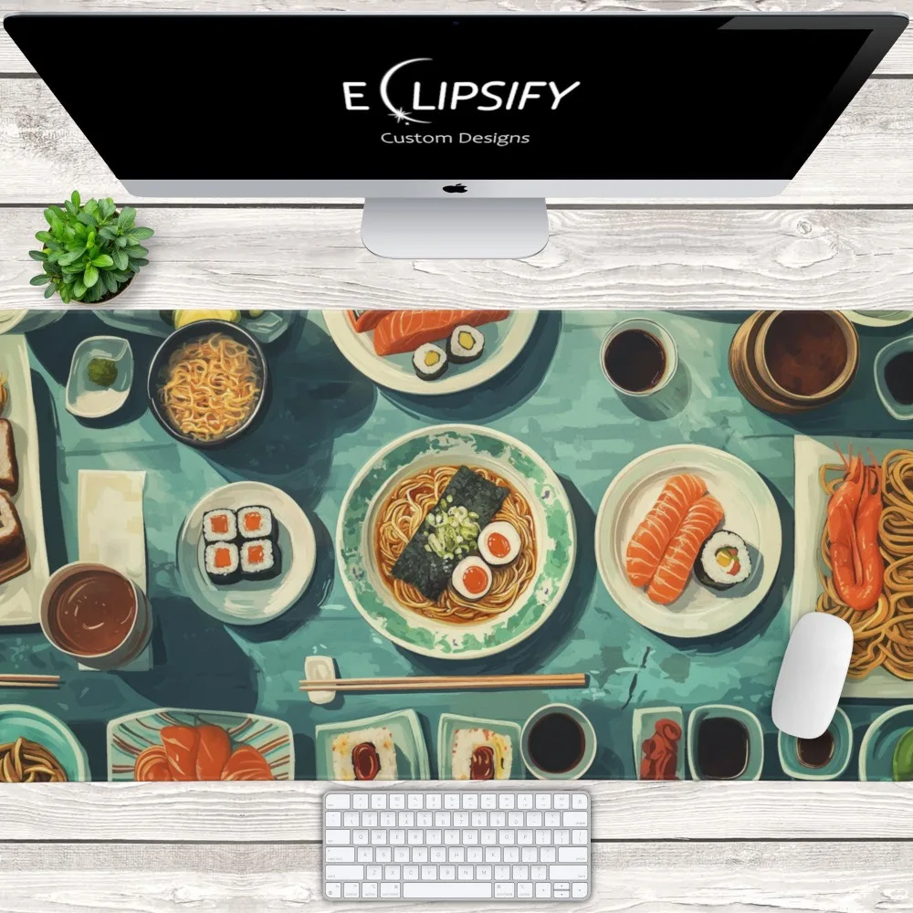 Japanese Ramen Sushi Mouse Pad Japan Food Bowl sushi anime aesthetic XXL Gaming Deskmat mouse pad pc accessories tapis de souris