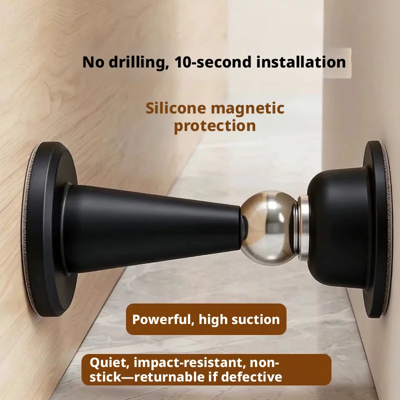 

Home Bedroom Door Safety Solution: No-Drill Silicone Door Stopper with Strong Suction - Anti-Collision Floor & Wall Protector
