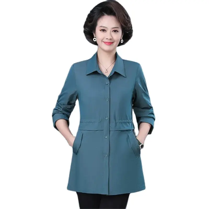 

Spring Autumn Windbreaker Women 2023 New Loose Lapels Trench Coat Single-Breasted Overcoat Pure Colour Fashion Outerwear Female