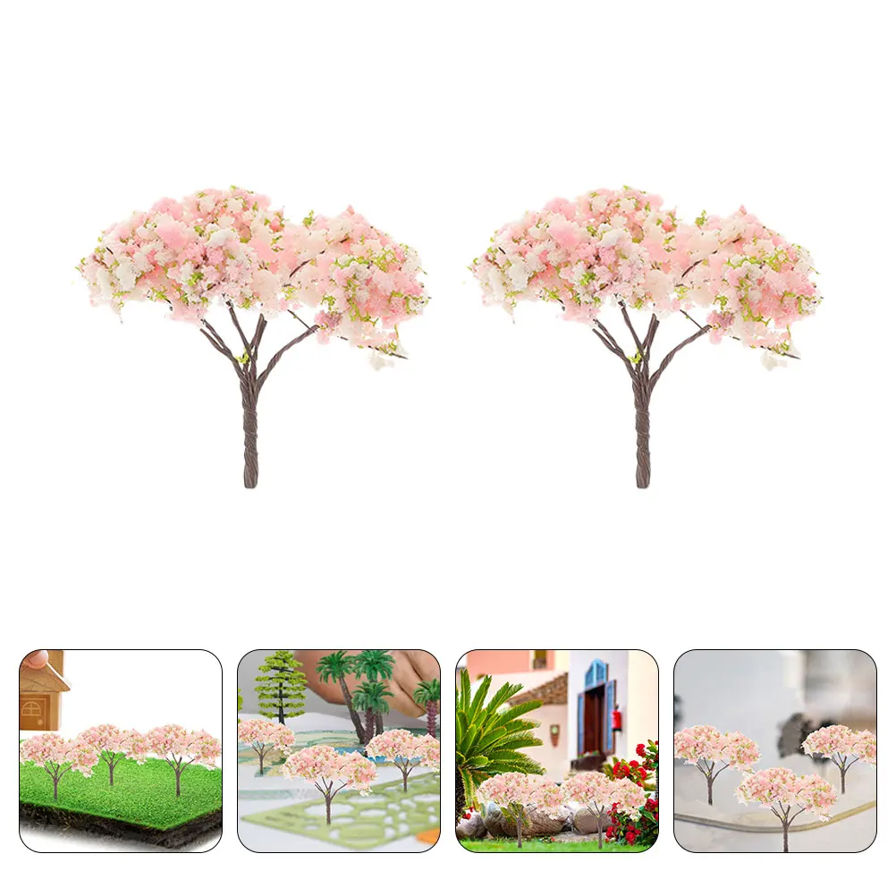 

12pcs Miniature Cherry Blossom Trees Artificial Decorative Bonsai For Micro Landscaping Model Scenery Mini Garden Plants