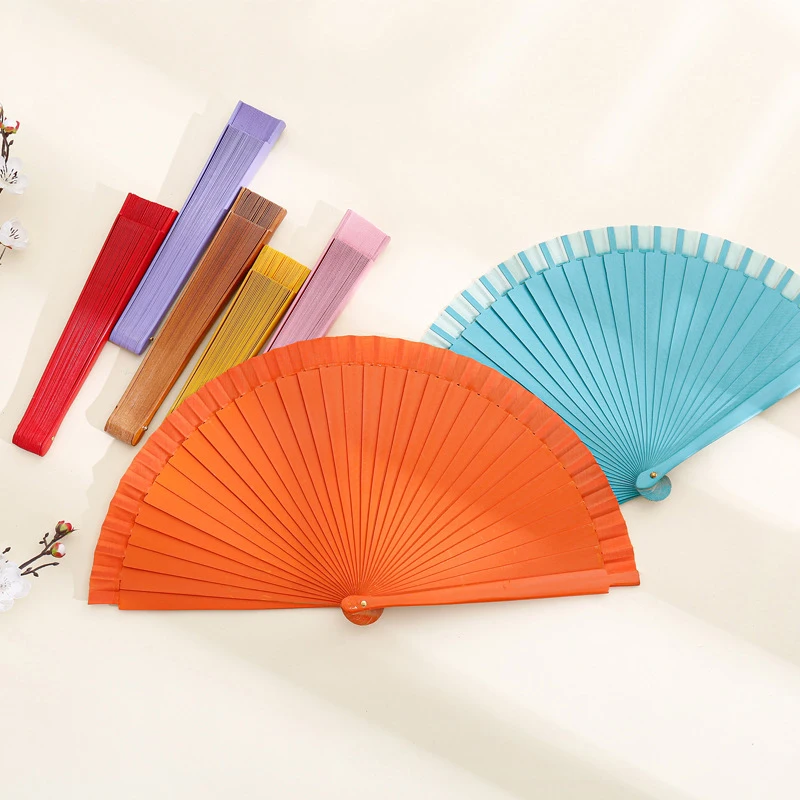 1PC Plain Wood Folding Hand Held Fans Solid Color Spanish Dance Performance Wedding Hand-Painted Ornament Gift Photo Props