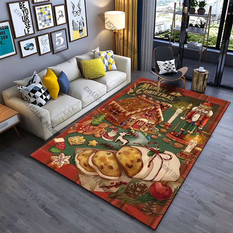Festive Christmas treats decorations carpet Yoga living room room decor children's crawling mat doormat area rug