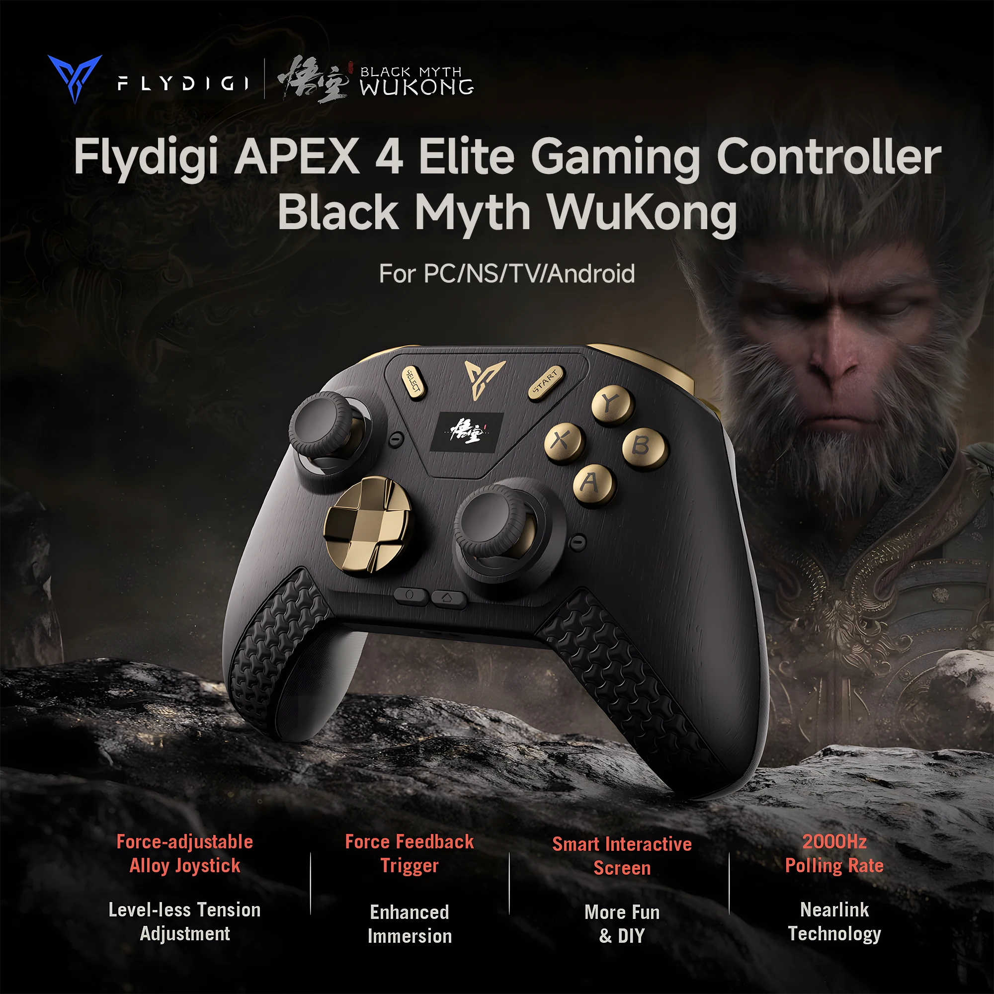 Flydigi APEX 4 Gaming Controller Black Myth WuKong, Force Feedback Trigger, Wireless Gamepad For Mobile Phone PC NS TV Games