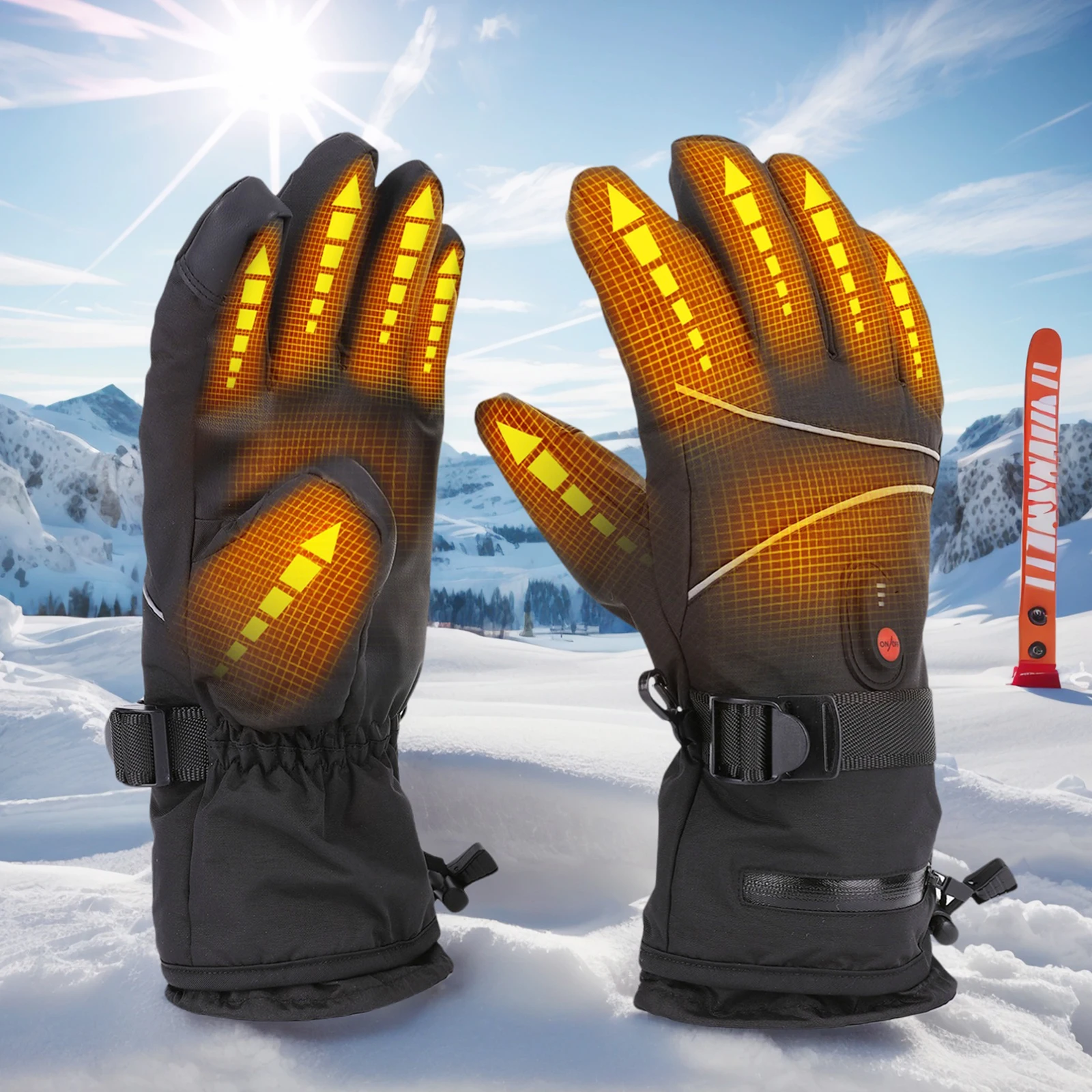 

Winter Gloves Touchscreen Electric Heating Gloves Rechargeable Anti-Scratch Heated Gloves for Sports Hiking Camping