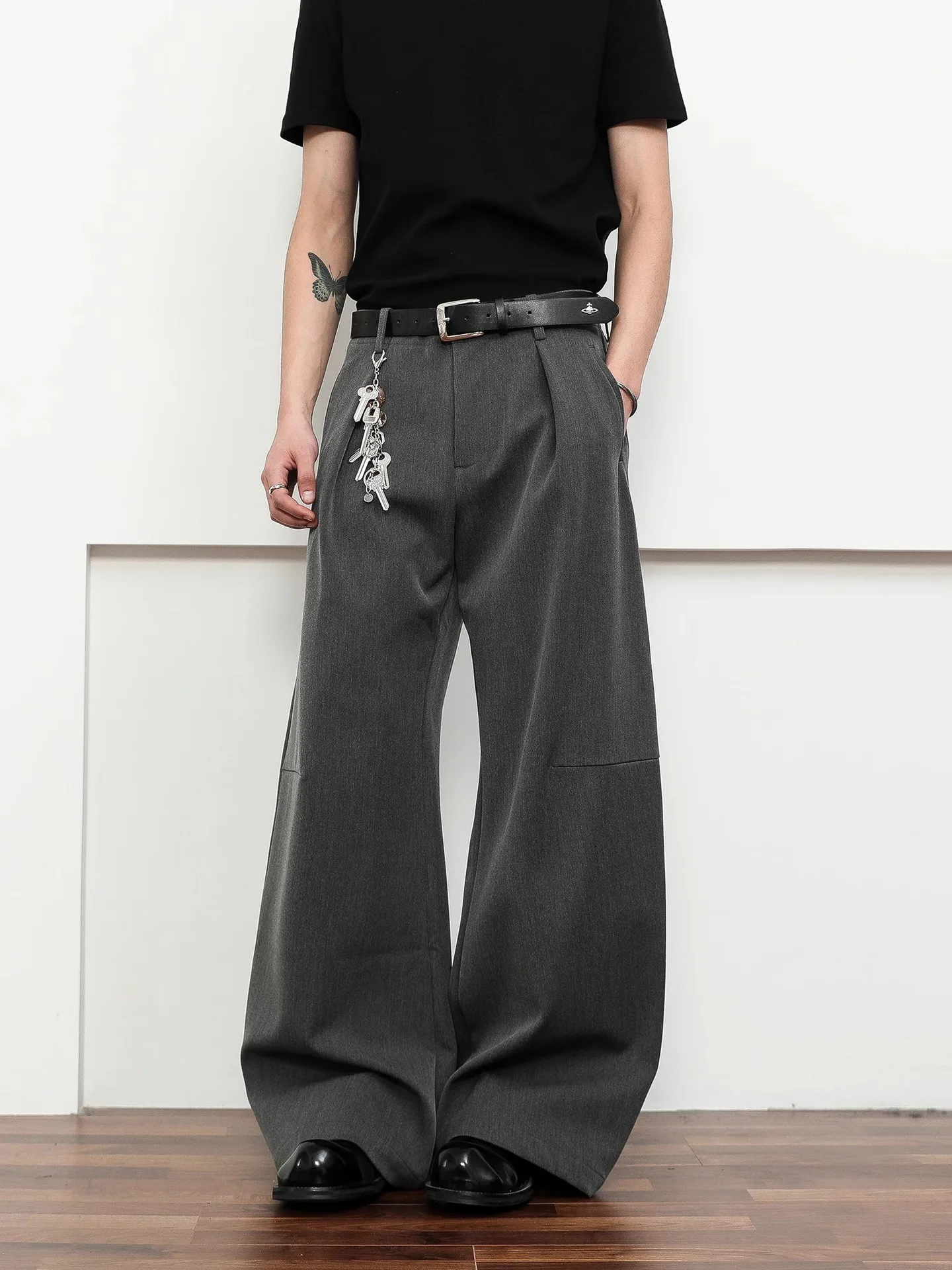 Американский стиль, новая мода, мужские однотонные повседневные модные простые базовые широкие прямые брюки, мужские повседневные брюки, одежда