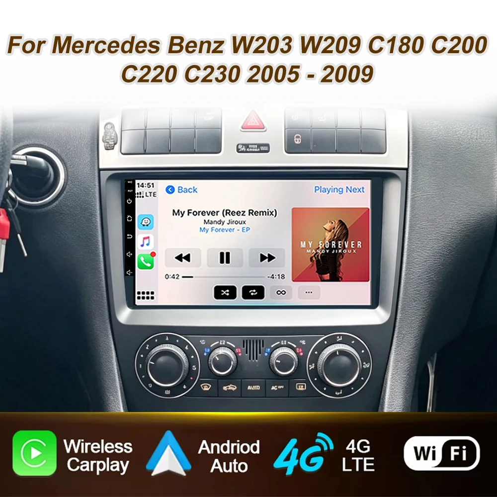 

Car Radio For Mercedes Benz W203 W209 C180 C200 C220 C230 2005 Wireless Carplay Android Auto Player Multimedia Video GPS Screen