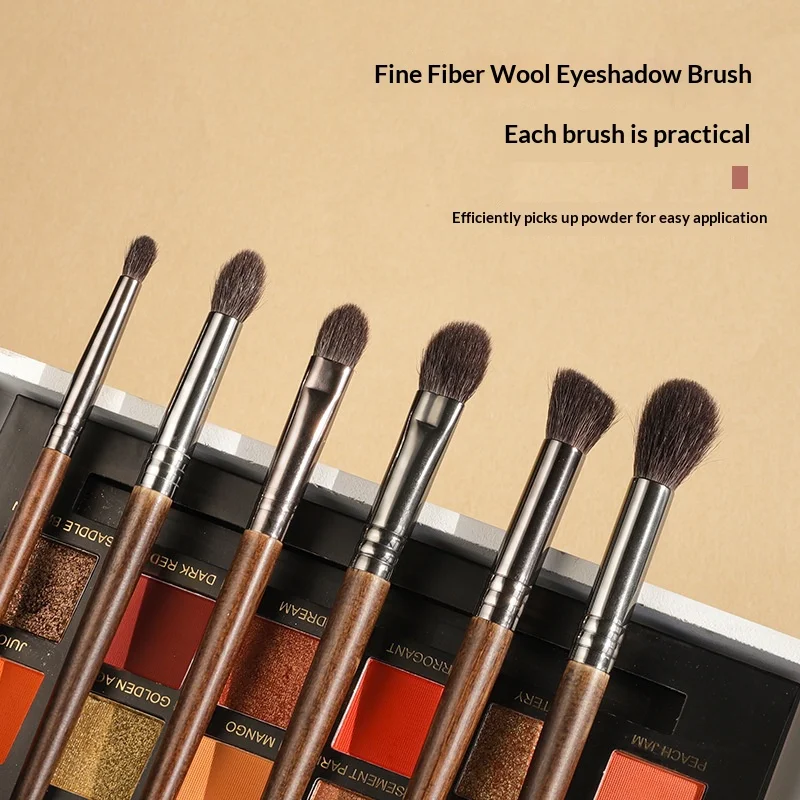 6pcs Goat Hair Eyeshadow Brushes Makeup Brush Set Noseshadow Eye Shadow Blending Highlighter Brush Animal Hair with Bag