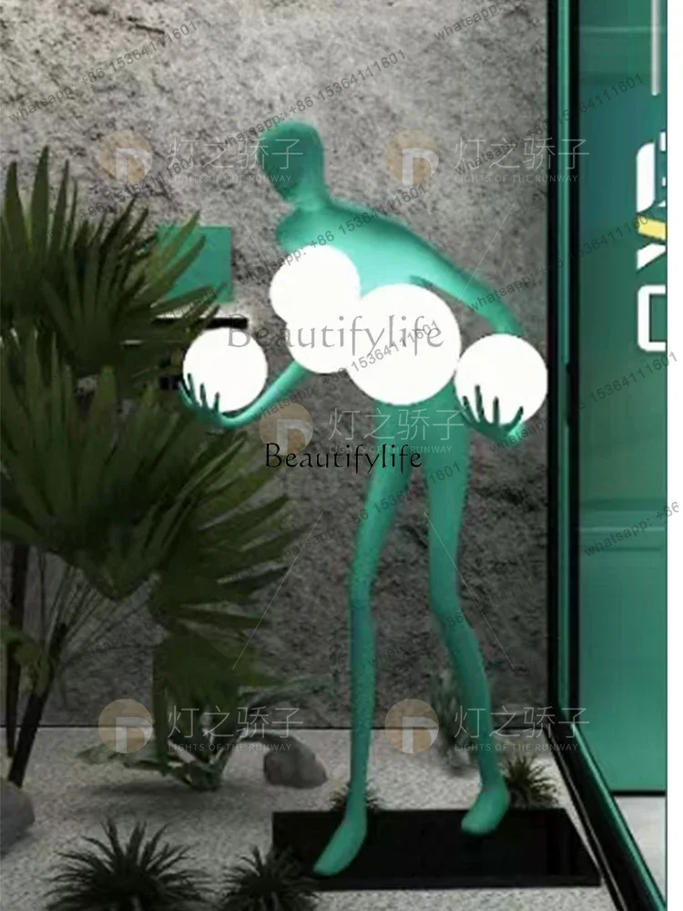 Art Figure Statue Sculpture Floor Ornaments Long Arm Holding Ball Can ShineFactory Direct
