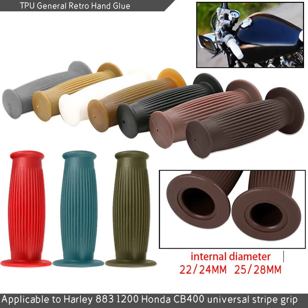 Motorcycle Handlebar Accessory Rubber Hand Grips Retro Style Non Slip for Chopper Bike 