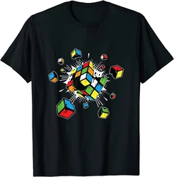 Exploding rubix rubiks rubics cube present gift for kids T-Shirt Fitness Tight Tshirts Classic Tops & Tees Cotton Men Casual