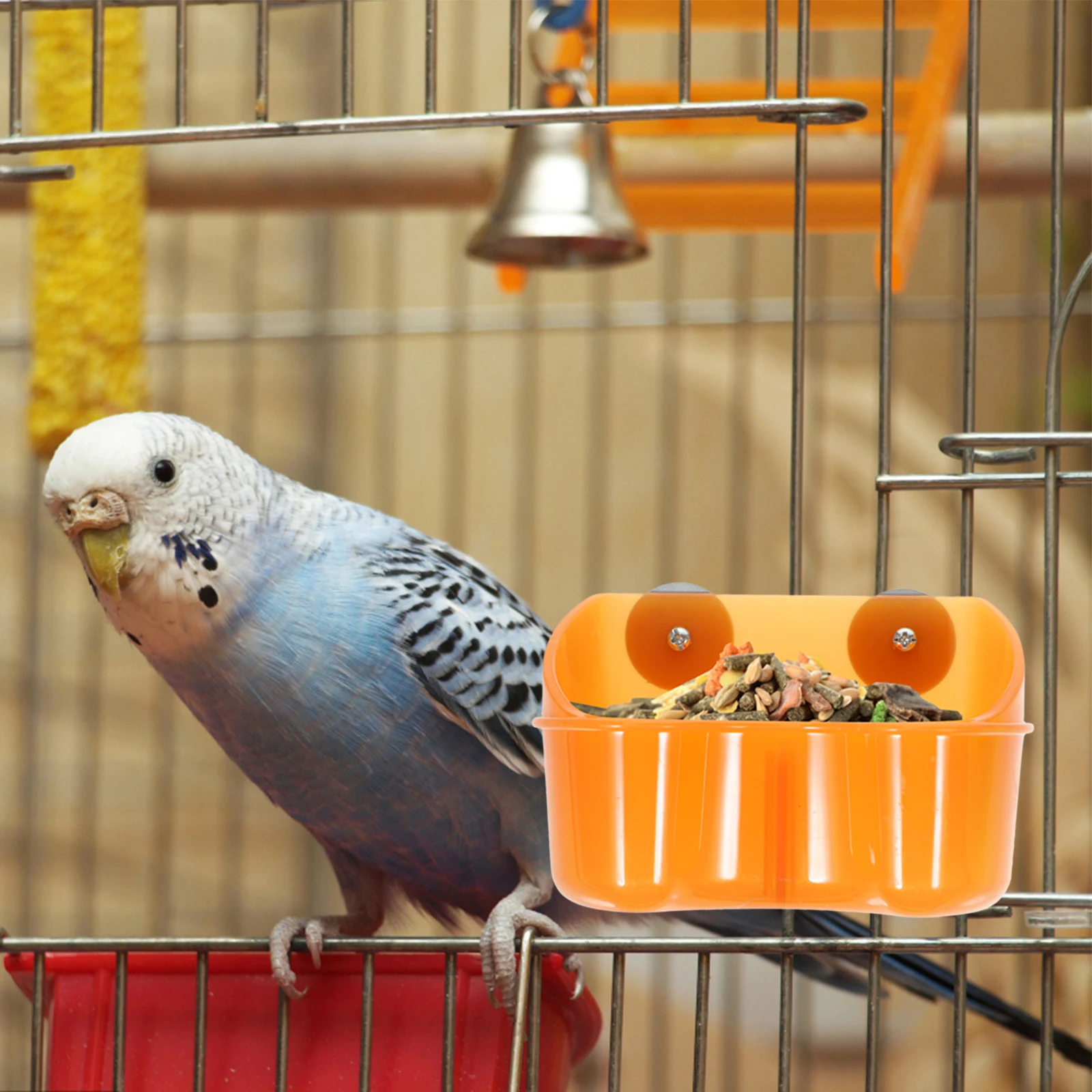 

2 Pcs Parrot Food Bowl Blue Accessories for Bird Cage Large Capacity Plastic Feeder Easy to Place Remove Pet Supplies