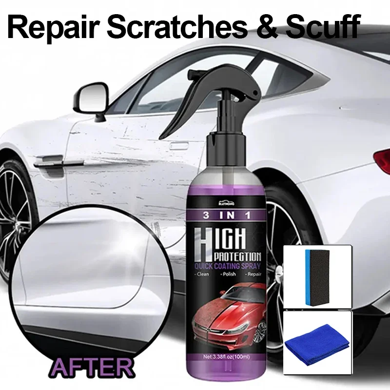 30ml/100ml Car Nano Ceramic Coating Spray kit 3 In 1 Waxing Polishing Scratches Removed Auto Repair Cleaning High Protection