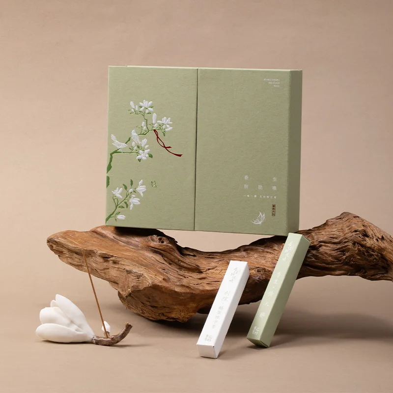 Premium Long Incense Stick Gift Set Pear & Orchid Scent with Incense Holder Luxury Gift Box & Gift Bag for Aromatherapy Presents