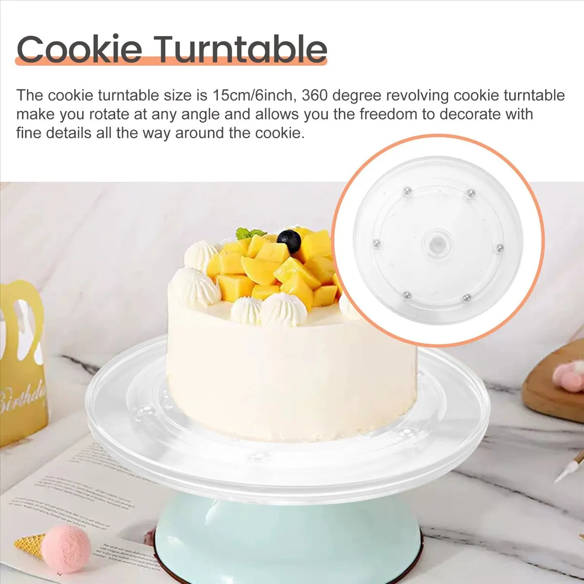 COFA 15 Pcs Cookie Decorating Kit Supplies,Cookie Turntable,Cookie Brushes,Scriber Needles for Kitchen