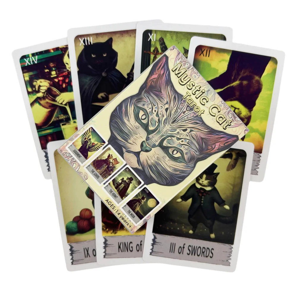 Mystic Cat Tarot Deck Cards Divination Deck English Versions Edition Oracle Board Playing Table Game For Party