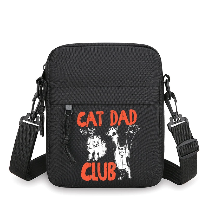 

Cat Dad Club Print Design Men Mini Crossbody Bag Harajuku Animal Everyday Carry Messenger Bag College Essentials Shoulder Bag