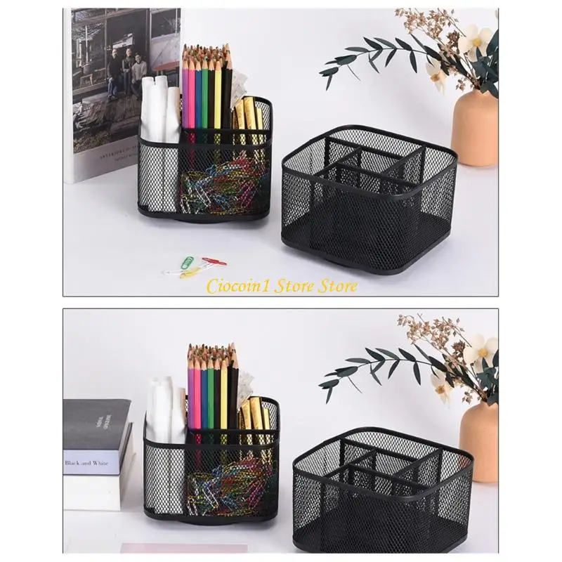 A3PC Practical 5 Part Rotating Metal Container Best for Tea Bags Makeup Brushes Gift