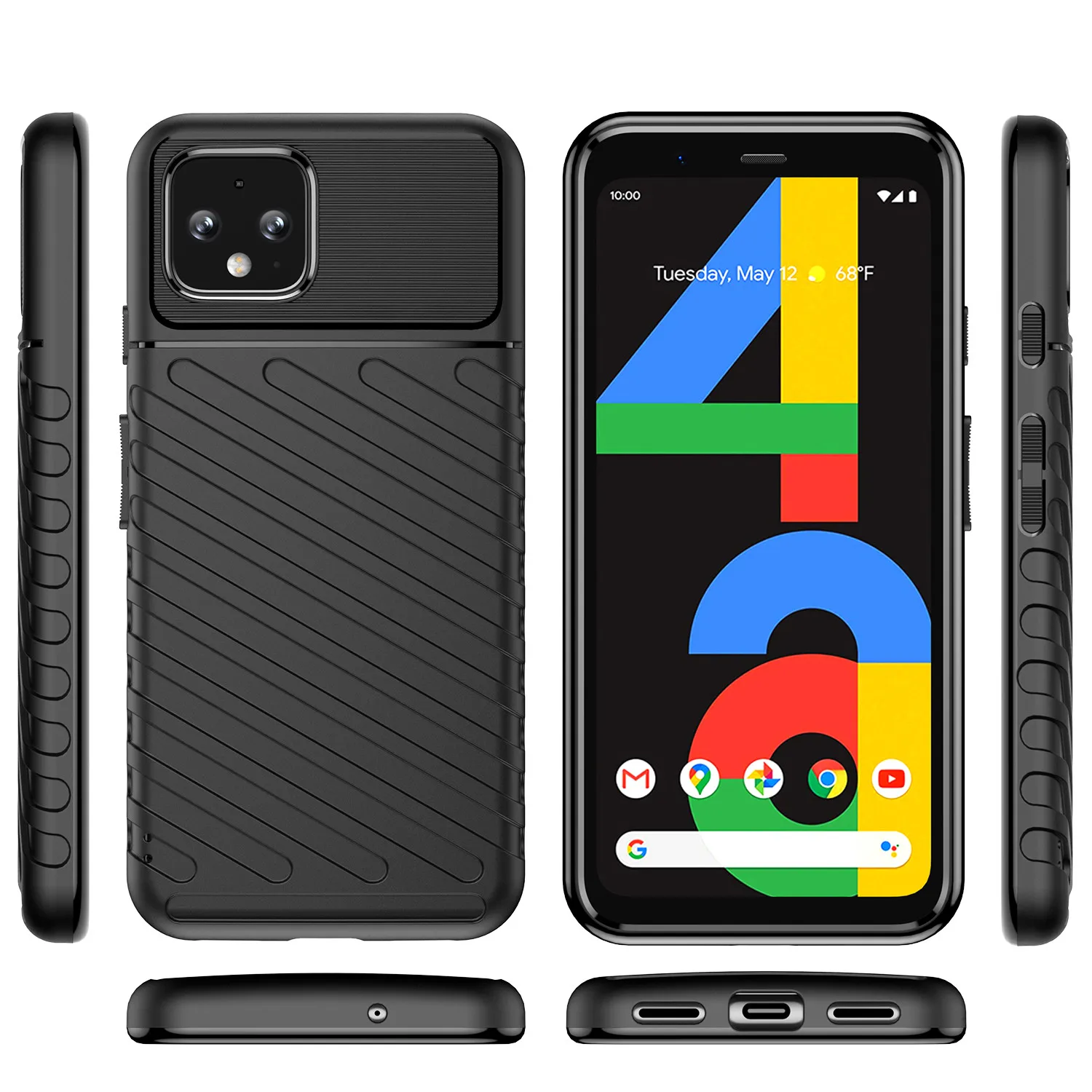 Fashion Non-Slip Thunder Case For Google Pixel 4 XL 4a 5g Shockproof Half-wrapped Cover for pixel 4 4xl 4a Full Protect Cases