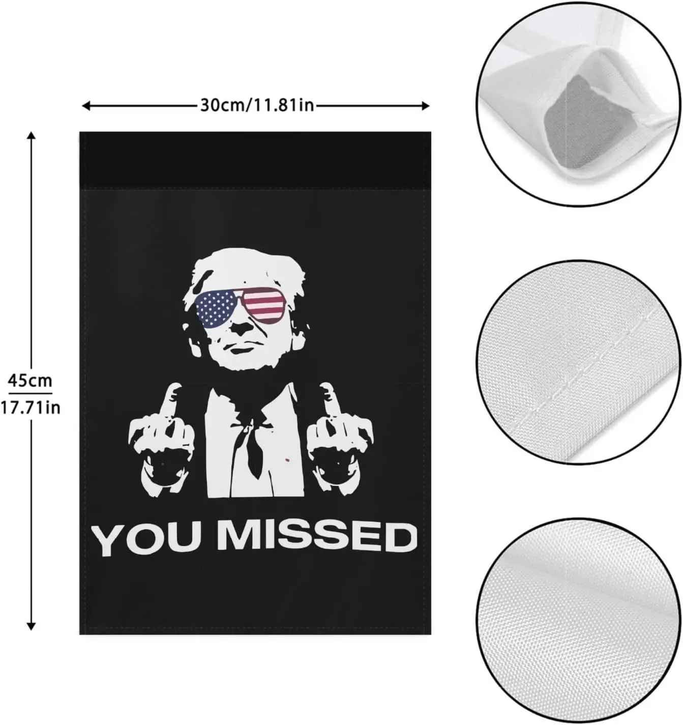 Trump 2024 You Missed House Flags One Size Double Sided Hilarious Garden Flag Double Sided For Beach Outdoor Flag