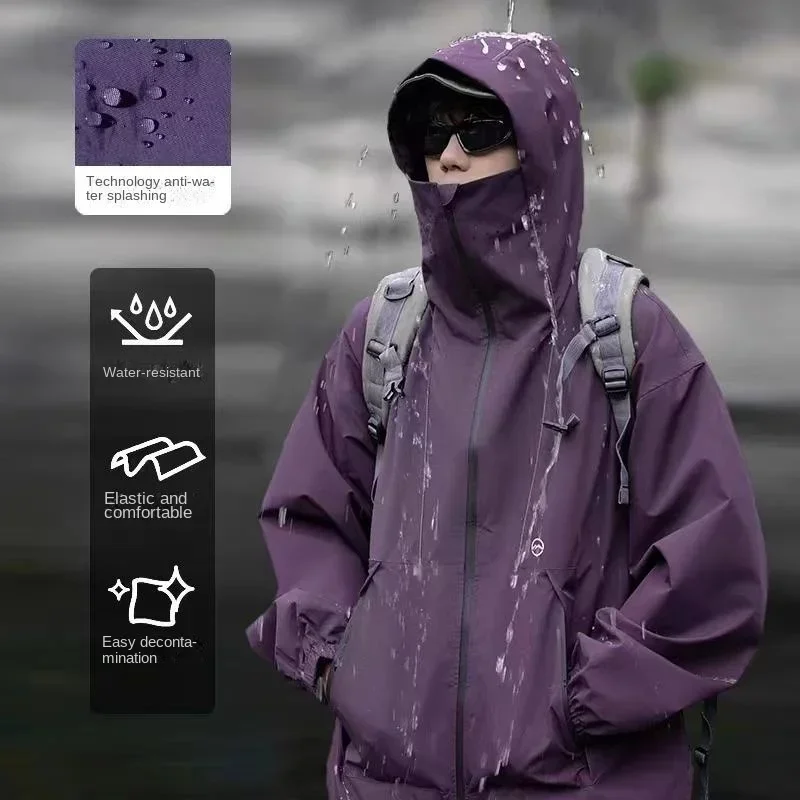 Fishing Rainstorm Waterproof Assault Jacket Camping Equipment Men's Three in One American Fast Drying Brand Purple Jacket Jacket