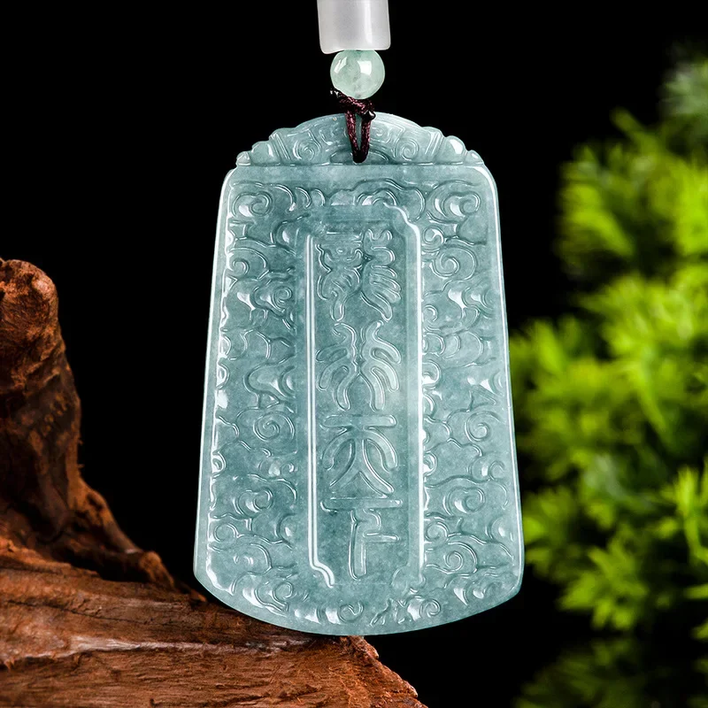 Natural A Jade Blue Water Tyrant Dragon King Pendant Men Zodiac Dragon Necklace Luxury Versatile Ethnic Accessories Fine Jewelry